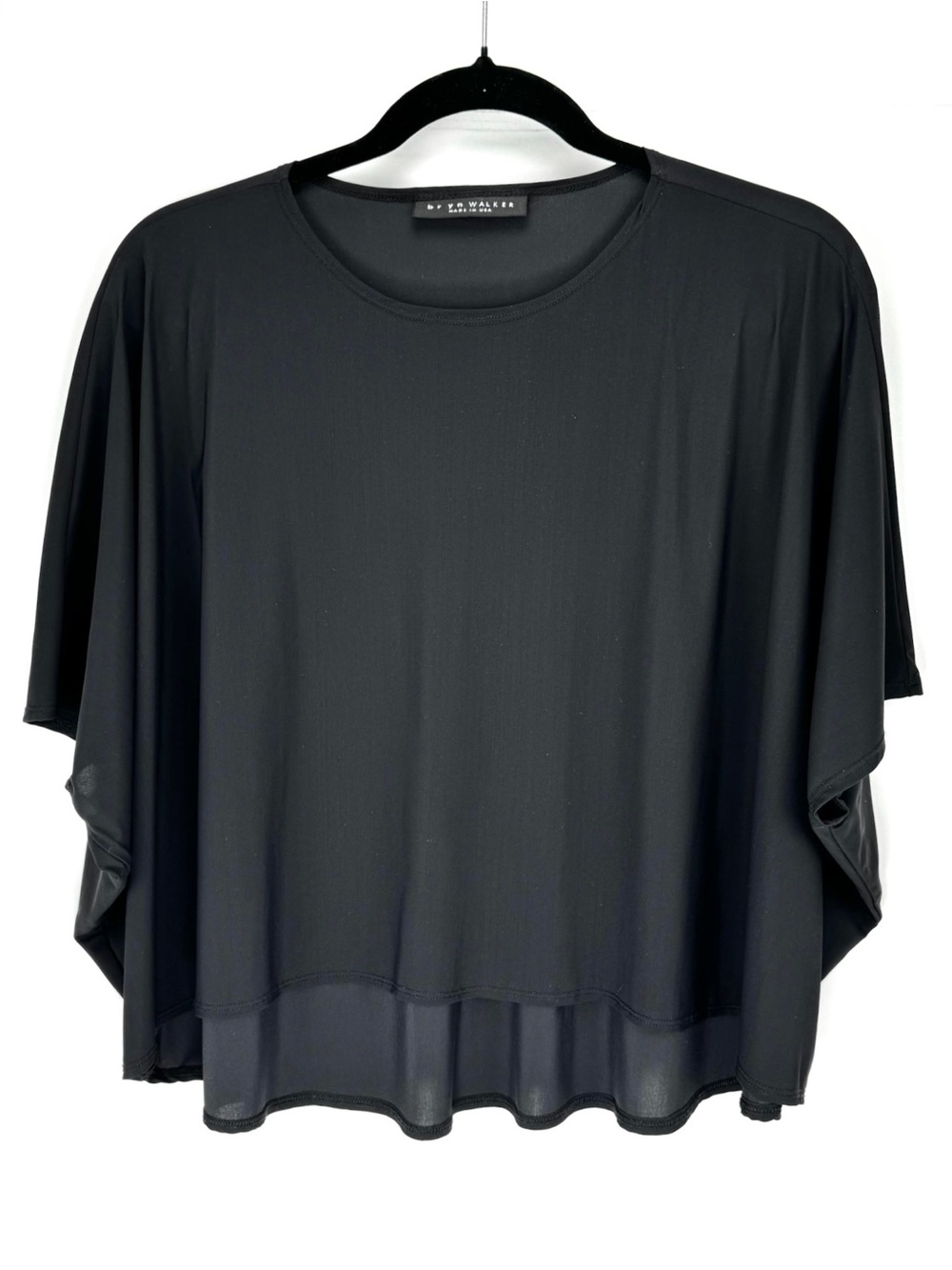 Bryn Walker Black Flowing Short Dolman Sleeve Flowy Blouse